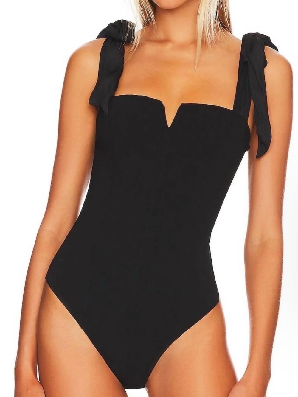 Free People Black Tie-Shoulder One-Piece